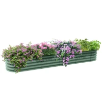 Outsunny Jardín Elevado Cuadrado de Acero para Huerto de Verduras, Plantas, Flores, Medidas 240x62x30 cm(m-6)
