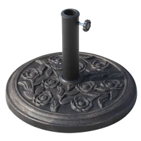 Outsunny Runder Sonnenschirmständer 9 kg Sonnenschirmständer aus Harz Rosenmuster für Terrasse Pool Ø 45,5 x 31 cm Bronze(m-6)