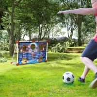 HOMCOM Campo da calcio per bambini all'aperto con 5 zone bersaglio, pallone da pallamano gonfiabile, pompa 116 x 48 x 76 cm bianco(m-2)