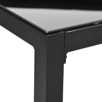 Outsunny Mesa de jardín rectangular para 8 personas con tablero de vidrio templado y marco de aluminio Negro(m-4)