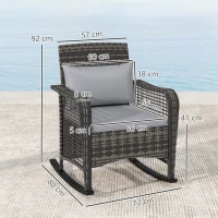 Outsunny Rattan Rocking Chair - Light Grey(m-3)