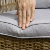 Outsunny Mecedora de estilo boho , Ratán PE, Mecedora de Ratán, Fundas de Cojín Lavables, Natural + Gris claro(m-5)