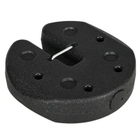 Outsunny Set di 4 Pesi di Zavorra Circolari per Gazebo, Tenda con Picchetti di Rinforzo e Cordino per il Trasporto, HDPE, Nero(m-5)