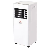 HOMCOM Condizionatore d'Aria Mobile, 7000BTU 3-in-1 Climatizzatore, Raffreddamento, Deumidificazione e Ventilazione, con Telecomando Timer 24h, 2 Velocità, per 10-15 m², Bianco(m-1)