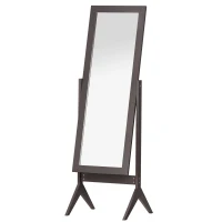 HOMCOM Specchio da Terra Grande con Inclinazione Regolabile per Camera da Letto, 47L x 46l x 148H cm, in Legno, Marrone Scuro(m-1)