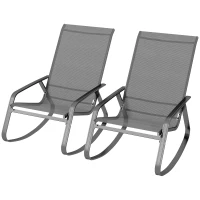 Outsunny Set of Two Rocking Garden Chairs - Grey(m-11)