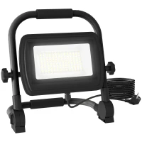 HOMCOM LED-Arbeitsscheinwerfer 6500k mit drehbarem Kopf und Ständer, aus Aluminium und Metall, 25,5x16x25,5 cm, Schwarz(m-5)