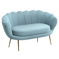 HOMCOM Canapea de 2 Locuri cu Brațe, Canapea Modernă cu Șezut Căptușit pentru Dormitor și Sufragerie, 130x77x77 cm, Albastru(m-11)