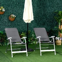 Outsunny Lote de 2 sillas de jardín plegables sillón de exterior con respaldo alto reclinable en múltiples posiciones reposabrazos(m-2)