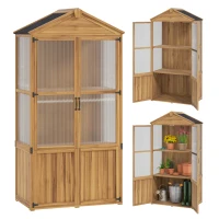 Outsunny Holzgartenhaus Gartenschrank mit Acrylglasplatten herausnehmbare Regale x 55 x 178 cm Natur(m-6)