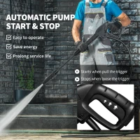 Outsunny 1800W 150-Bar Pressure Washer, with Adjustable Nozzle - Green(m-6)