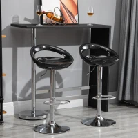 HOMCOM Set 2 Barhocker Hoch, 360° Drehbare Barhocker mit Rückenlehne und Fußstütze, Höhenverstellbar, Stahlbasis, für Esszimmer und Küche, 46x41x76-96cm, Schwarz(m-2)