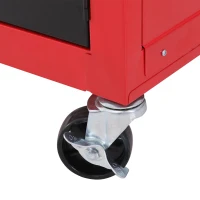 HOMCOM Servante da laboratorio con cassettiera e cassetto removibile, 6 cassetti + 1 grande cassettiera, carrello in acciaio rosso e nero(m-3)