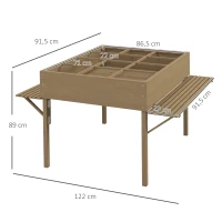 Outsunny Jardinera rectangular elevada - 12 compartimentos - estantes laterales abatibles y film de tela no tejida(m-3)