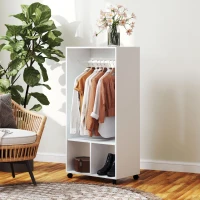 HOMCOM Armadio Guardaroba, 1 Asta Appendiabiti, 2 Ripiani, 60 cm x 40 cm x 127 cm, Bianco(m-2)