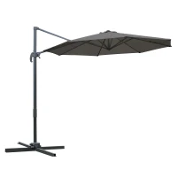 Outsunny Parasol desplazado octogonal inclinable parasol giratorio 360° con base en forma de cruz 8 varillas manivela incluida 3x2,5 m(m-1)