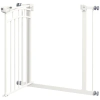 PawHut Hundeschutzgitter Treppengitter ausziehbar Doppelschloss 74-80 x 76 cm weiß(m-5)