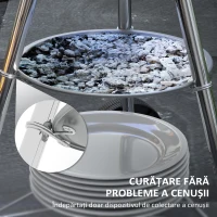 Outsunny Grătar cu Cărbuni, Grilaj Metalic, Capac, Orificii de Aerisire, Roți, Raft și Mâner, 48x56x94 cm, Negru(m-7)