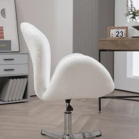 HOMCOM Poltrona Girevole con Altezza Regolabile, Rivestimento in Tessuto, per Soggiorno, Camera da Letto, Ufficio, Bianco(m-4)