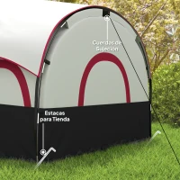 Outsunny Tente de Camping Familiale pour 4-6 Personnes Imperméable avec Chambres Indépendantes 435x251x195 cm Gris et Blanc(m-4)