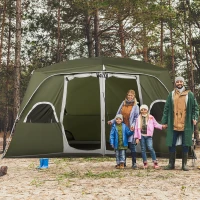 Outsunny Zelt für 4-8 Personen mit 2 Schlafzimmern 2 Aufbewahrungstaschen und Mesh-Fenstern 400x275x210 cm Grün(m-2)