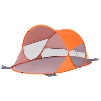 Outsunny Refugio de playa tienda de playa plegable emergente automático protección UV ventana trasera Naranja(m-7)