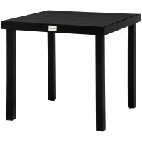 Outsunny Mesa de Jardín para 4 Personas Mesa de Comedor de Aluminio Muebles de Jardín Mobiliario de Exterior Fácil de Cuidar Plástico Negro 78x78x74 cm(m-7)