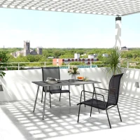 Outsunny Gartentisch für 6 Personen mit Lattenrostplatte für Garten, Terrasse, Balkon, 150 x 80 x 74 cm, grau(m-2)
