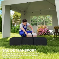 Outsunny Faltbarer Gartenpavillon 3 x 3 x 2,75 m UV-Schutz 30 + mit Fenstern Seitenwänden Transporttasche Creme(m-4)