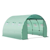 Outsunny Cubierta de Repuesto para Invernadero de Jardín 9 m² lona 3x3x2 m PE Anti-UV impermeable 6 ventanas + Puerta Enrollable con Cremallera(m-7)