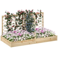 Outsunny Jardinera con 3 enrejados modulable, maceta de flores de madera para balcón terraza patio, 222x114x109 cm, Madera Natural(m-6)