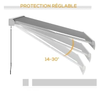 Outsunny Tendalino motorizzato, tendalino elettrico, angolo regolabile 14°-30°, con telecomando manovella, 3 x 2,5 m, grigio chiaro(m-3)