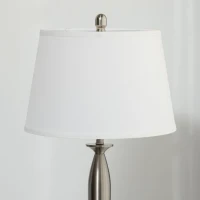 HOMCOM Conjunto de 3 luces 1 lámpara de pie 2 lámparas de mesa aspecto de lino; 38x38x158 cm Plata + Blanco(m-4)