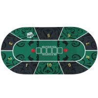 SPORTNOW Tappeto per Tavolo da Poker, fino a 6 Giocatori, Sacca per il Trasporto Inclusa, 120 x 60 x 0,2 cm, Verde e Nero(m-5)