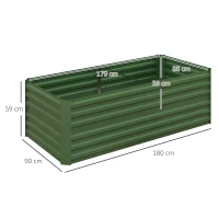 Outsunny Huerto rectangular de jardín con tubos de refuerzo de acero galvanizado 180x90x59 cm(m-3)