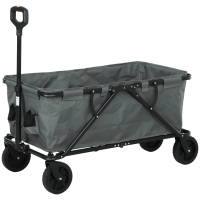 Outsunny Chariot de jardin 120 kg de charge, chariot de transport pliable avec bâche amovible 160 litres Gris foncé