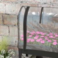 Outsunny Jardinera elevada con cubierta transparente, 2 ruedas y 1 estante inferior, 80x40x120 cm(m-5)