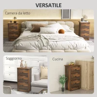 HOMCOM Comodino con 3 Cassetti dallo stile Rustico in Legno, 40x30x74 cm, Marrone(m-6)