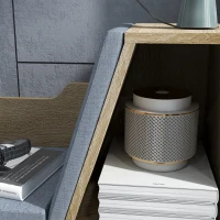 HOMCOM Libreria Panca 2 in 1, Design Contemporaneo, 6 Scomparti, 3 Cuscini Inclusi, 102L x 30l x 61H cm, Rovere e Grigio(m-4)