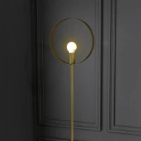 HOMCOM Stehlampe Wohnzimmer bis 40W Design Art-Deco-Ring aus goldenem Metall 28 x 25 x 160 cm Gold(m-4)