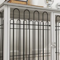 PawHut Jaula para perros caja para perros con cojín patas ajustables para perros de tamaño mediano de hasta 20 kg 90x58x62,5 cm Gris(m-5)