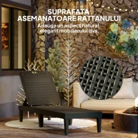 Outsunny Set de 2 Șezlonguri de Grădină cu Spătar Reglabil în 4 Poziții, 56x187x28 cm, Negru(m-7)