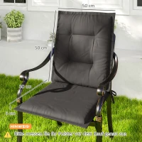 Outsunny Ensemble de 4 Coussins de Chaise 108 x 50 x 5 cm avec Sangles, Coussin de Siège d'Extérieur et d'Intérieur, Gris foncé(m-3)