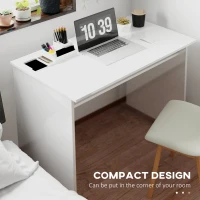 HOMCOM 90 x 50cm Computer Table, Modern Home Office Desk, Small Writing Desk with Storage Shelf, High Gloss White(m-6)