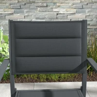 Outsunny Conjunto de 4 sillas de jardín apilables en aluminio y textileno con reposabrazos, lote de 4 piezas para exterior(m-4)