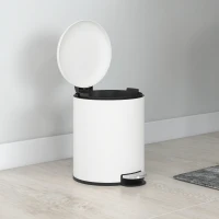 HOMCOM 5L Mülleimer mit Soft-Close-Deckel, aus Metall und PP, 26,5x21x28 cm, Cremeweiß(m-4)