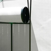 Outsunny Mini-serre adossée avec porte à enroulement et fenêtres en filet, résistant aux UV, pour fleurs, semis, plantes, Blanc(m-5)