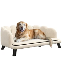 PawHut Sofá cama perro y gato diseño contemporáneo concha dimensiones 98x60x35 cm cojín mullido terciopelo Crema(m-6)