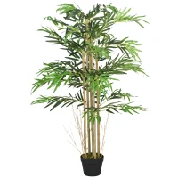 Outsunny Bambú Artificial XL 1,15 m árbol artificial 730 Hojas densas realistas Maceta Incluido Negro Verde(m-7)