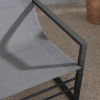 Outsunny Set poltrona relax da giardino con poggiapiedi, chaise longue, struttura in metallo e tessuto a maglia traspirante - grigio(m-4)